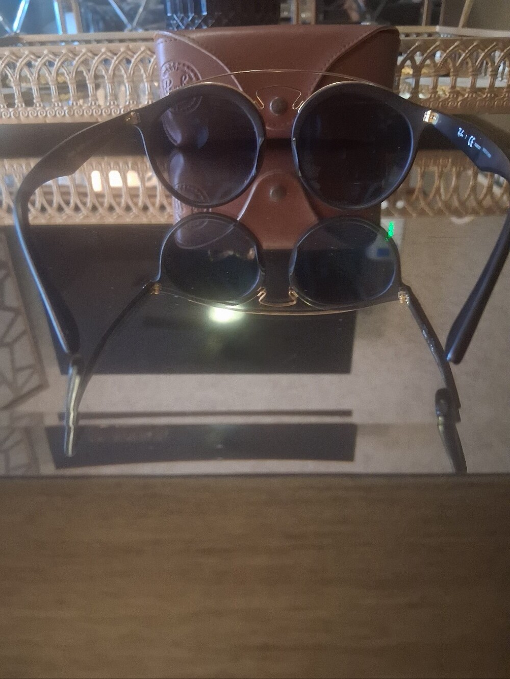 Ray Ban RB4256F Fashion Round Black and Gold Sunglasses - Picture 5 of 10